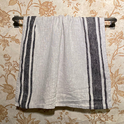 Stone Washed Hand Towel Black Stripe