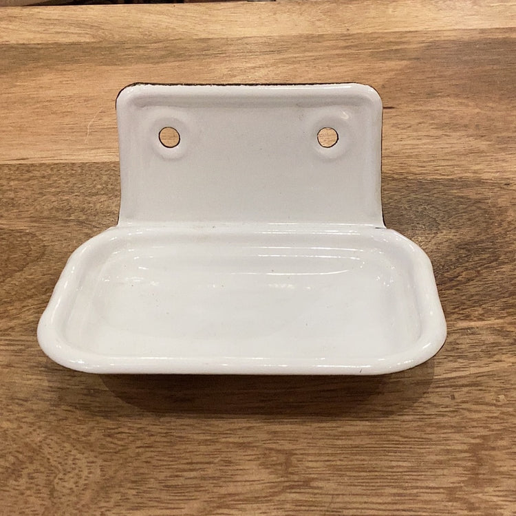 white hanging soap dish-enamel